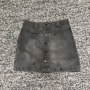 We The Free dark wash Button-Front Mini Skirt